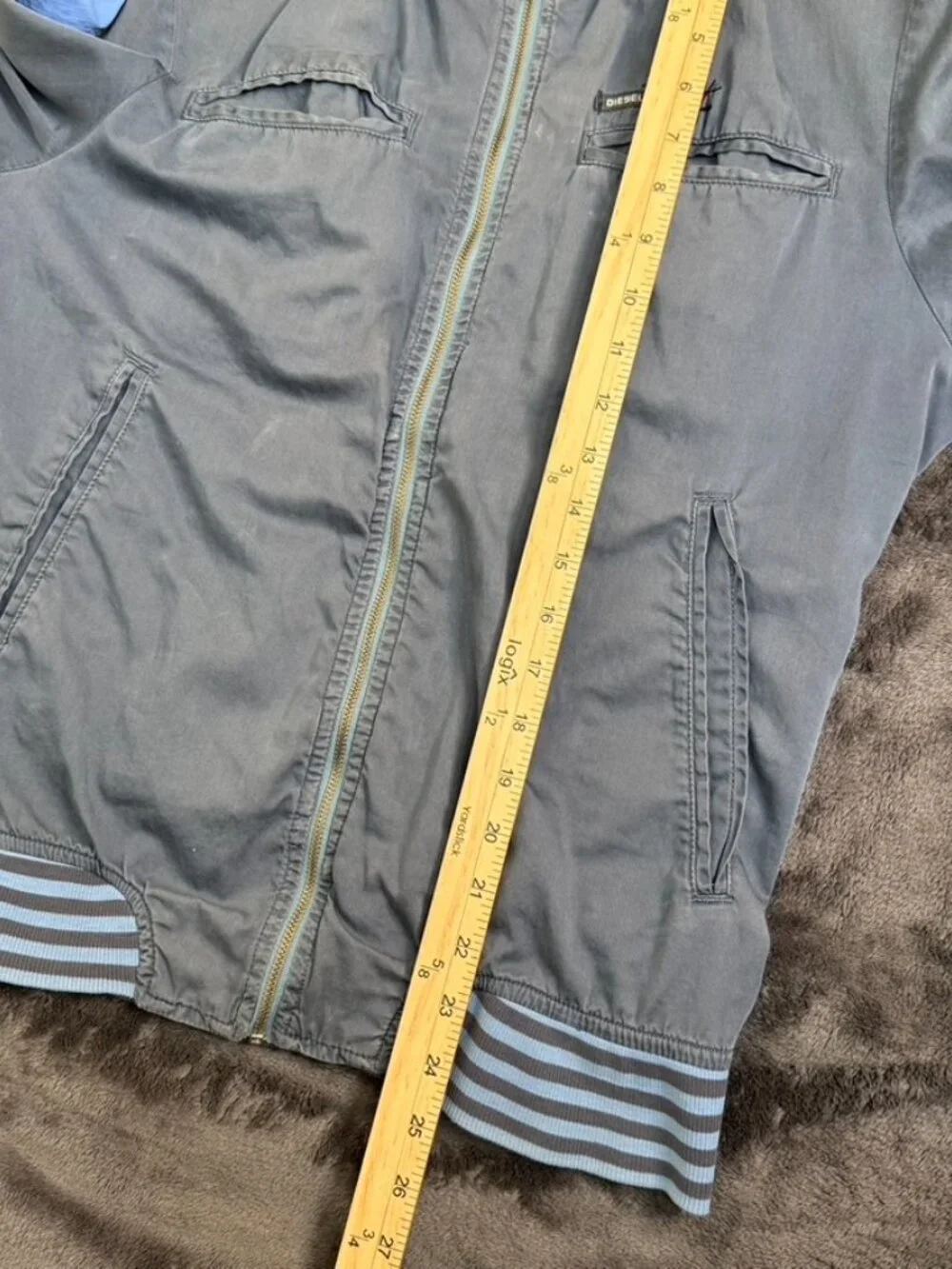 Diesel Cotton Bomber Jacket Blue Grey Colorblock M - Picture 10 of 11